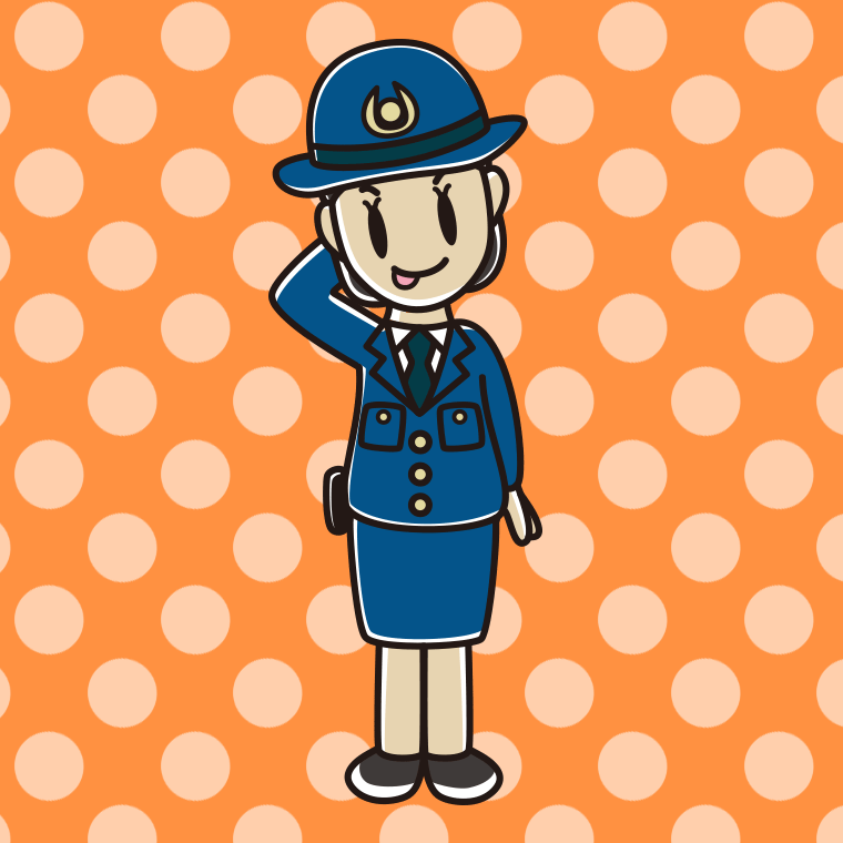 テヘヘな女性警察官のイラスト【色、背景あり】PNG