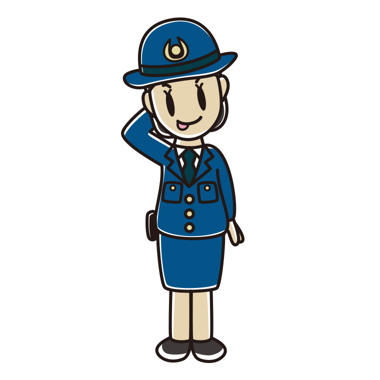 テヘヘな女性警察官のイラスト【色あり、背景なし】透過PNG