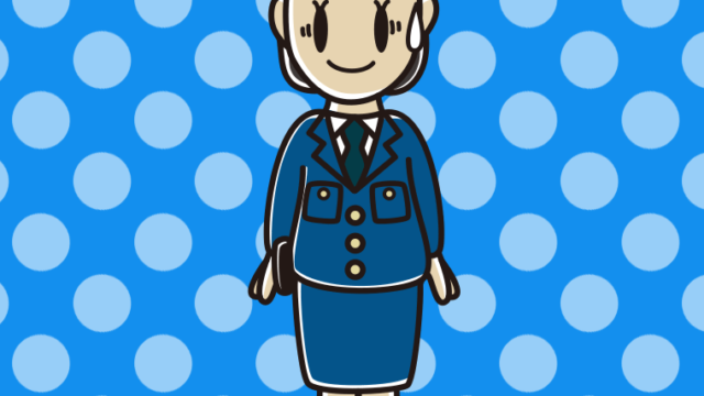 苦笑いする女性警察官のイラスト【色、背景あり】PNG