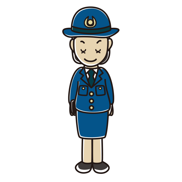 お辞儀する女性警察官のイラスト【色あり、背景なし】透過PNG