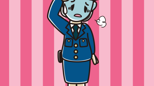 具合が悪い女性警察官のイラスト【色、背景あり】PNG