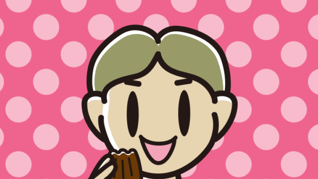 カヌレを食べる小学生男子のイラスト【色、背景あり】PNG