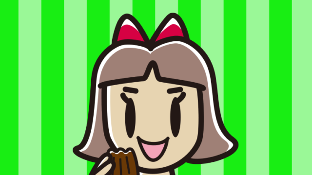 カヌレを食べる小学生女子のイラスト【色、背景あり】PNG