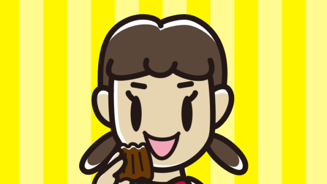 カヌレを食べる女子中学生のイラスト【色、背景あり】PNG