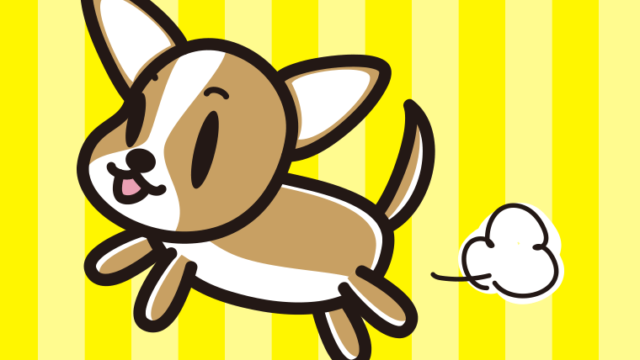 走るチワワちゃん（犬）のイラスト【色、背景あり】PNG