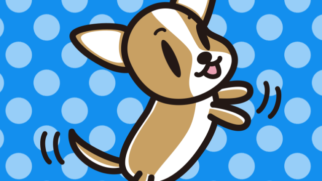 立つチワワちゃん（犬）のイラスト【色、背景あり】PNG