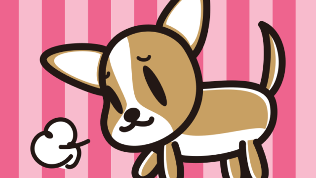 悲しそうなチワワちゃん（犬）のイラスト【色、背景あり】PNG