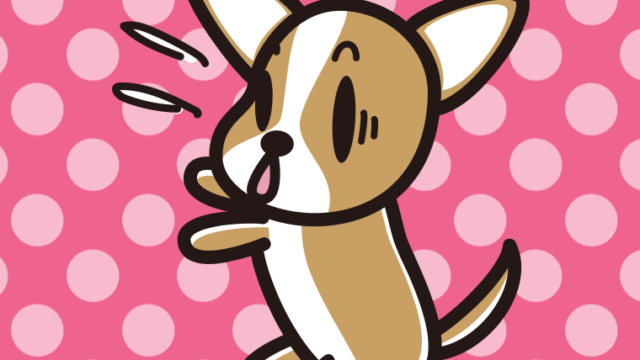 驚くチワワちゃん（犬）のイラスト【色、背景あり】PNG