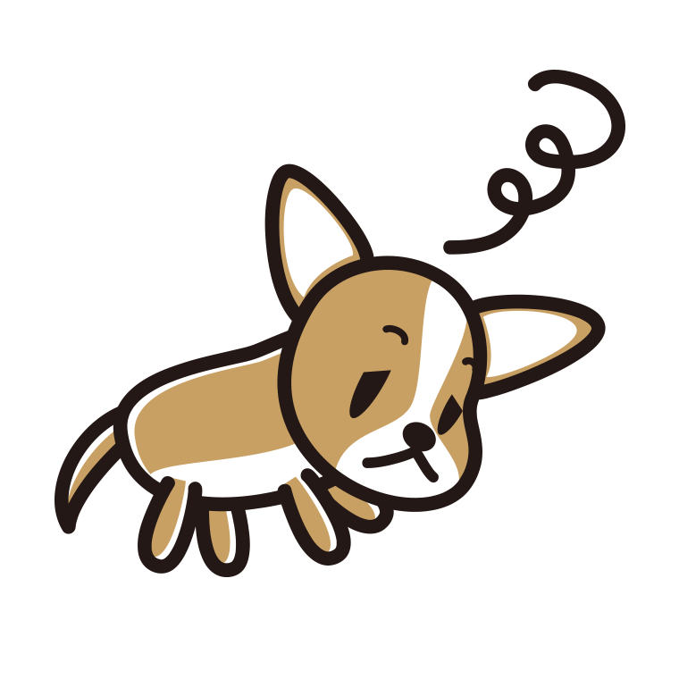 眠そうなチワワちゃん（犬）のイラスト【色あり、背景なし】透過PNG