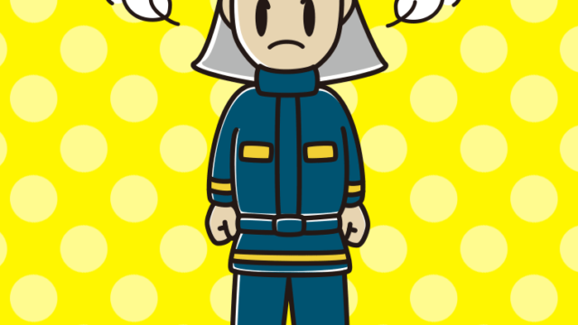 怒る消防士のイラスト【色、背景あり】PNG