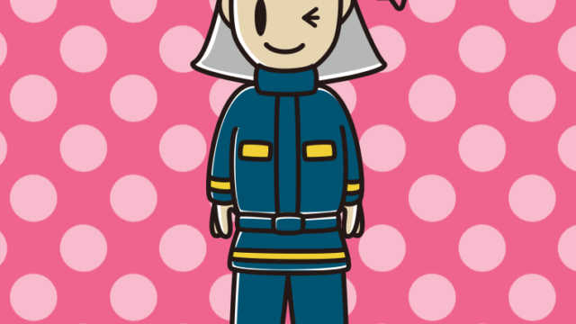 ウインクする消防士のイラスト【色、背景あり】PNG
