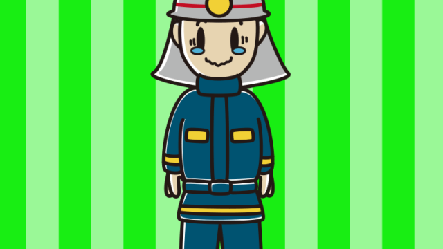 ジーンとする消防士のイラスト【色、背景あり】PNG