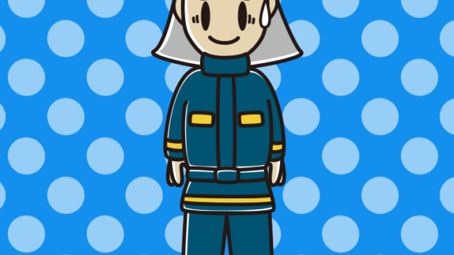 苦笑いする消防士のイラスト【色、背景あり】PNG