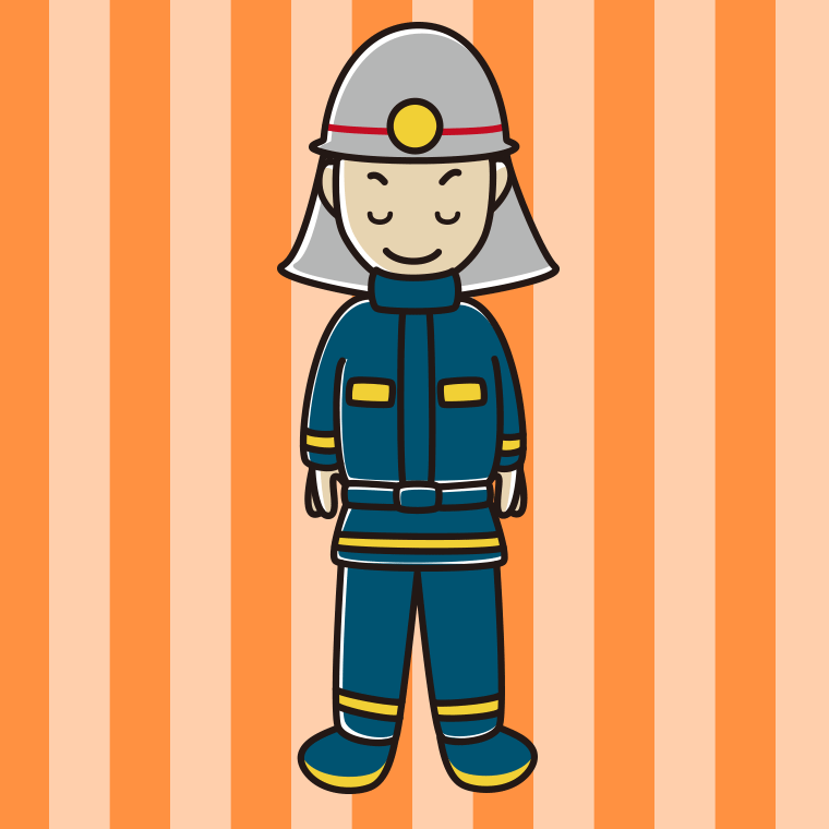 お辞儀する消防士のイラスト【色、背景あり】PNG