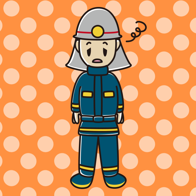 ぼーっとする消防士のイラスト【色、背景あり】PNG