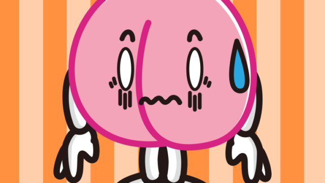 ショックを受ける桃ちゃんのイラスト【色、背景あり】PNG