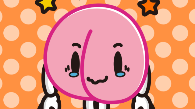 ジーンとする桃ちゃんのイラスト【色、背景あり】PNG