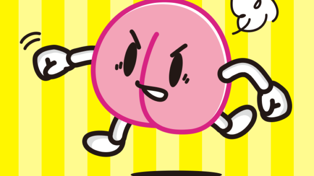 パンチする桃ちゃんのイラスト【色、背景あり】PNG