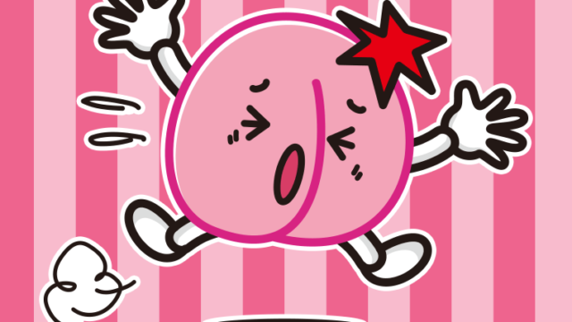 ぶつかる桃ちゃんのイラスト【色、背景あり】PNG