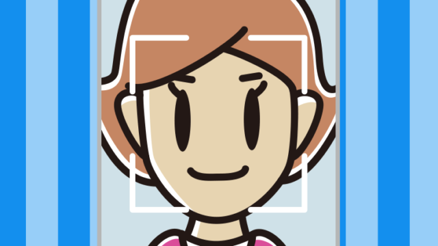 顔認証をする女性のイラスト【色、背景あり】PNG