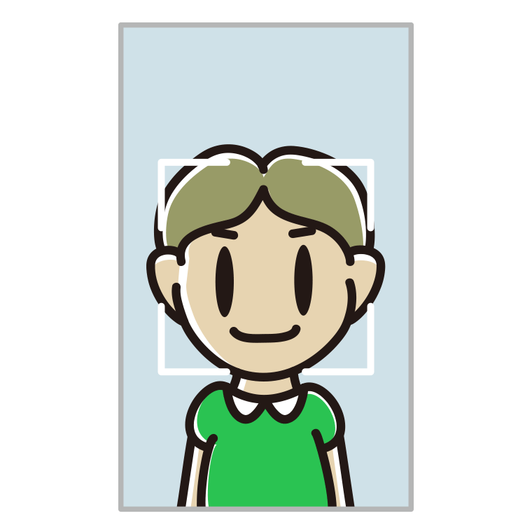 顔認証をする小学生男子のイラスト【色あり、背景なし】透過PNG