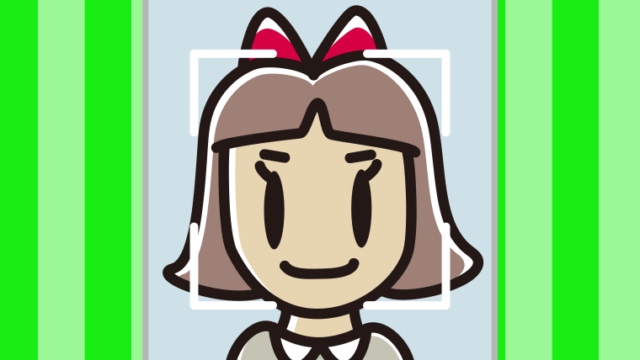 顔認証をする小学生女子のイラスト【色、背景あり】PNG