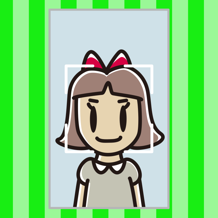 顔認証をする小学生女子のイラスト【色、背景あり】PNG