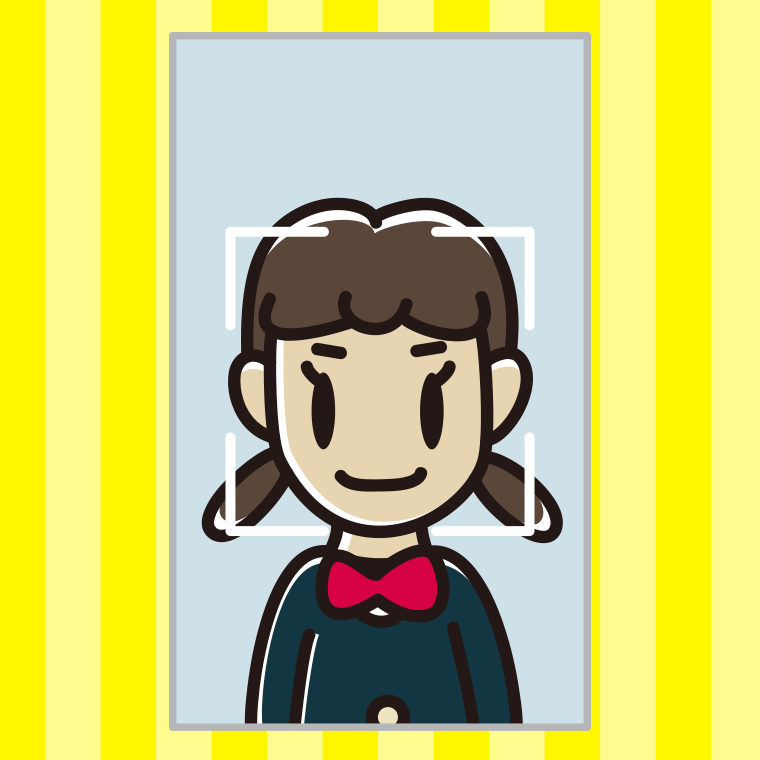 顔認証をする女子中学生のイラスト【色、背景あり】PNG