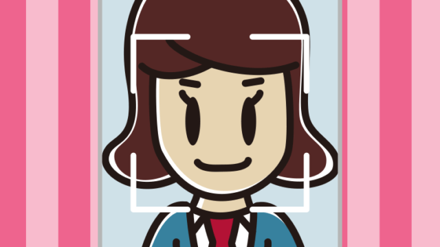 顔認証をする女子高校生のイラスト【色、背景あり】PNG