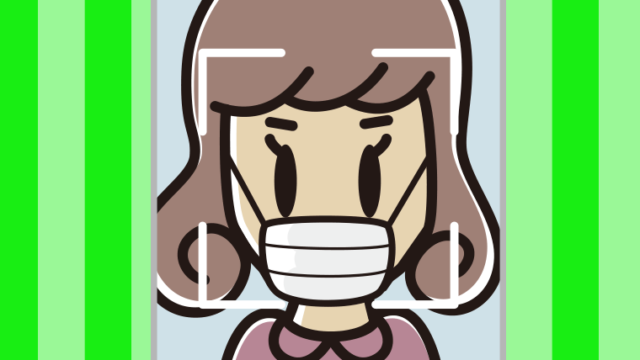 マスクをして顔認証をする女子大学生のイラスト【色、背景あり】PNG