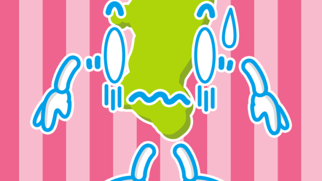 ショックを受ける秋田ちゃんのイラスト【色、背景あり】PNG