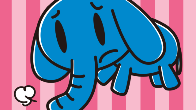 悲しそうなゾウちゃんのイラスト【色、背景あり】PNG