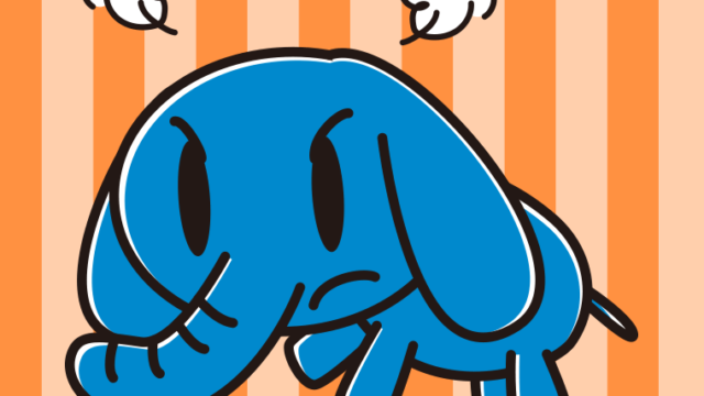 怒るゾウちゃんのイラスト【色、背景あり】PNG