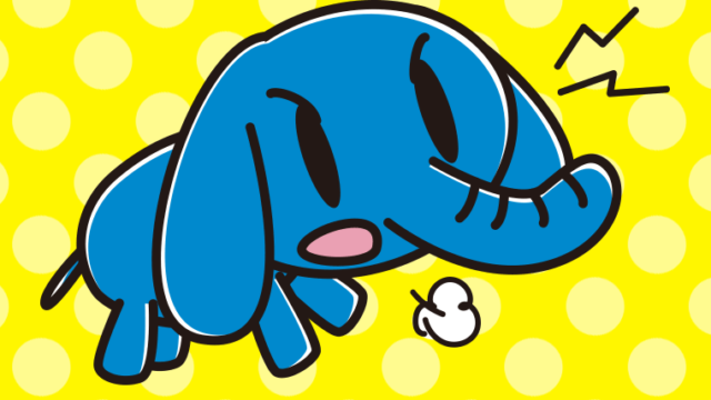 叫ぶゾウちゃんのイラスト【色、背景あり】PNG