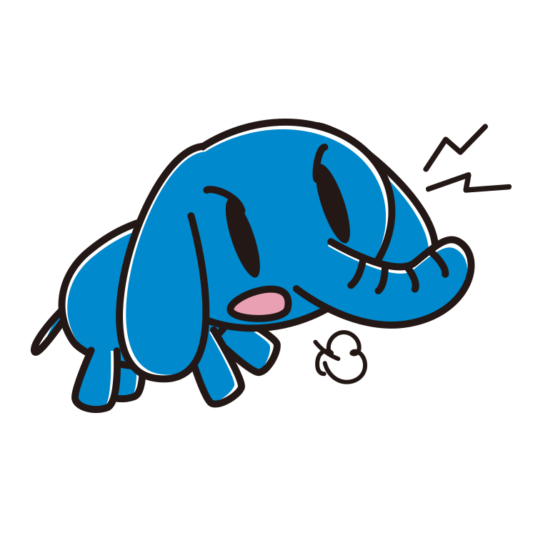 叫ぶゾウちゃんのイラスト【色あり、背景なし】透過PNG