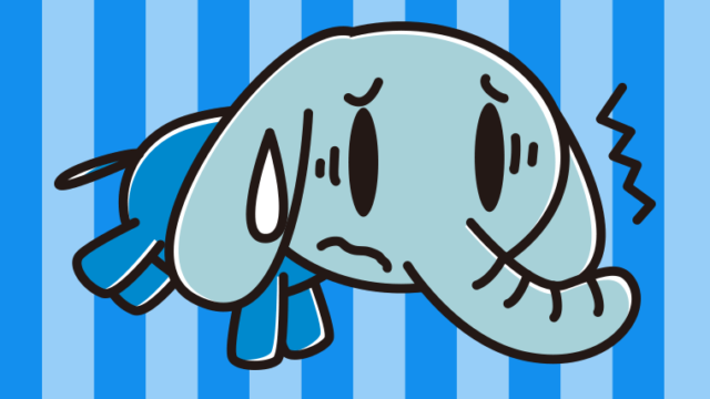 具合が悪いゾウちゃんのイラスト【色、背景あり】PNG