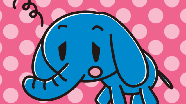 眠そうなゾウちゃんのイラスト【色、背景あり】PNG