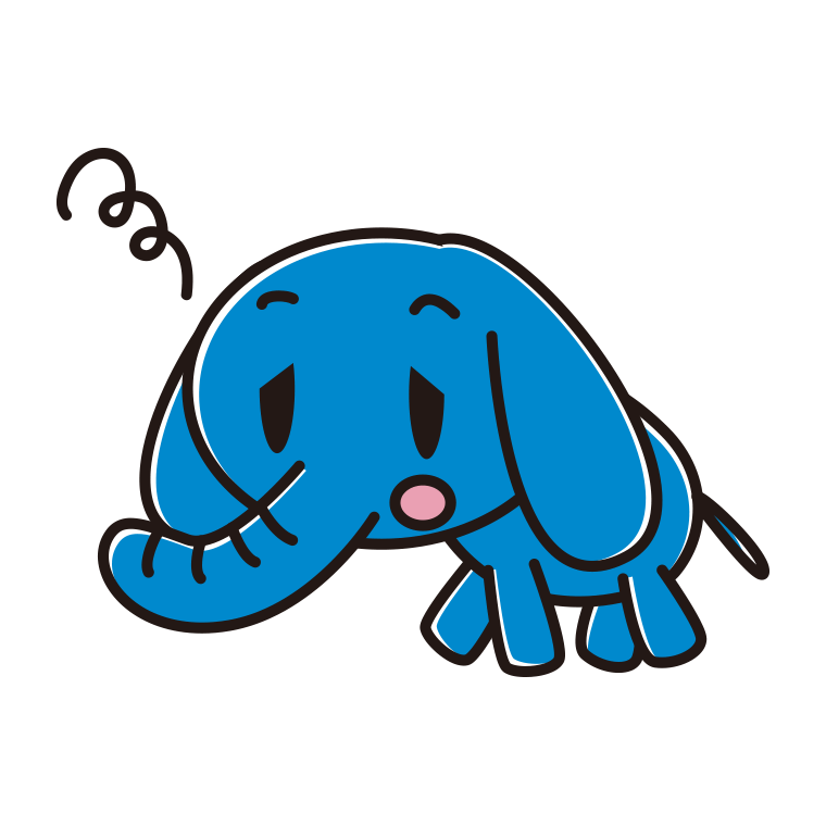 眠そうなゾウちゃんのイラスト【色あり、背景なし】透過PNG