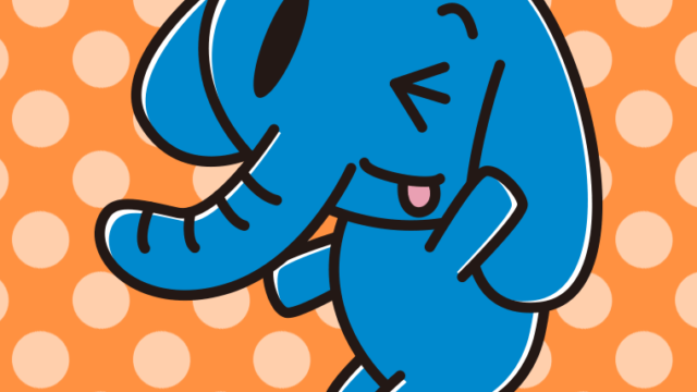 テヘヘなゾウちゃんのイラスト【色、背景あり】PNG