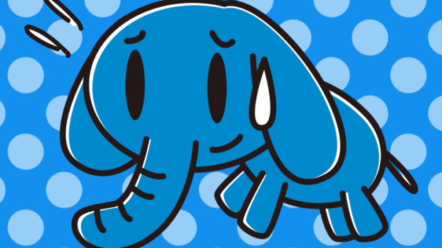 苦笑いするゾウちゃんのイラスト【色、背景あり】PNG