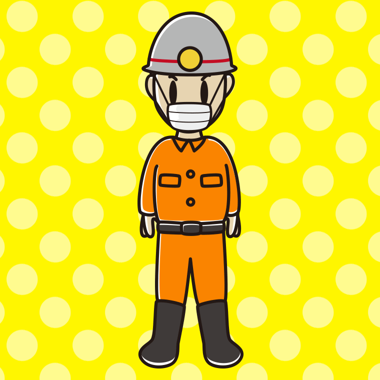 マスクをする救助隊員（レスキュー隊）のイラスト【色、背景あり】PNG