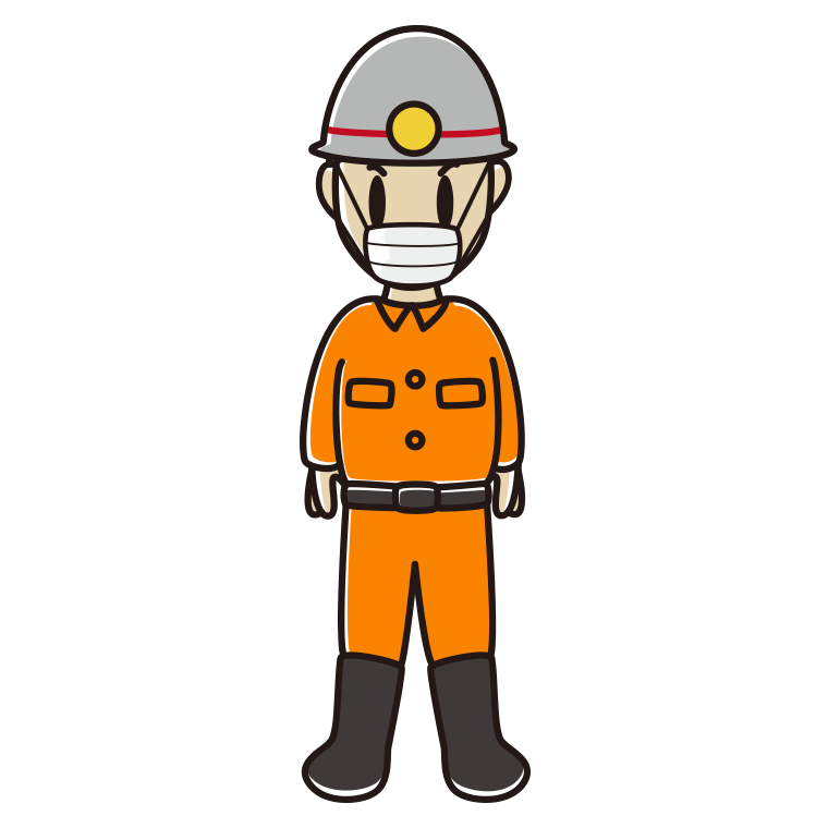 マスクをする救助隊員（レスキュー隊）のイラスト【色あり、背景なし】透過PNG
