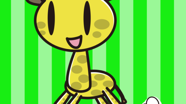 走るキリンちゃんのイラスト【色、背景あり】PNG