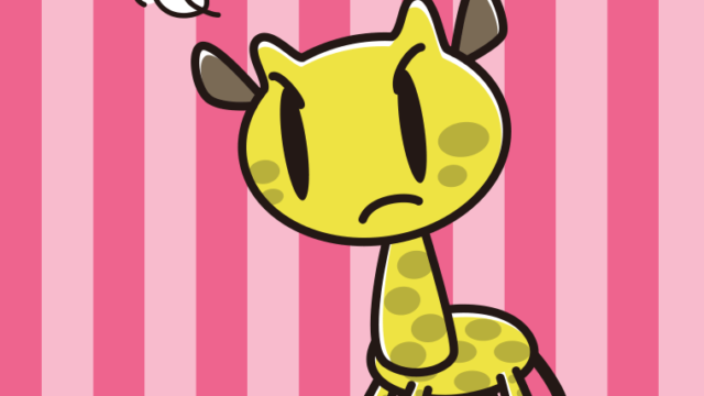 怒るキリンちゃんのイラスト【色、背景あり】PNG