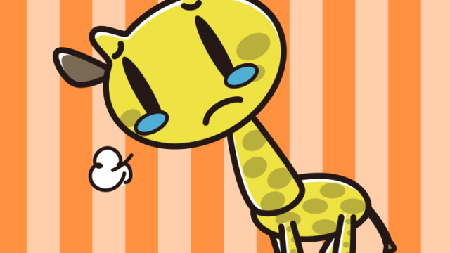 泣くキリンちゃんのイラスト【色、背景あり】PNG