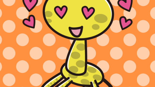 目がハートのキリンちゃんのイラスト【色、背景あり】PNG