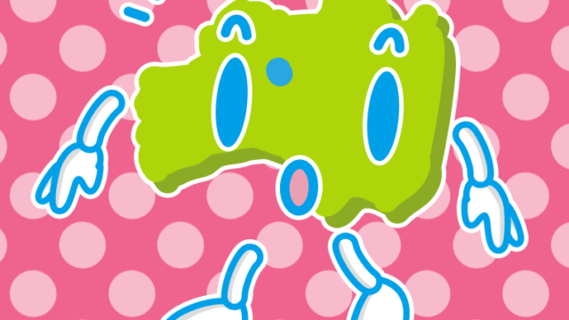 何かに気付く福島ちゃんのイラスト【色、背景あり】PNG