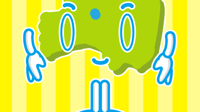 お辞儀する福島ちゃんのイラスト【色、背景あり】PNG