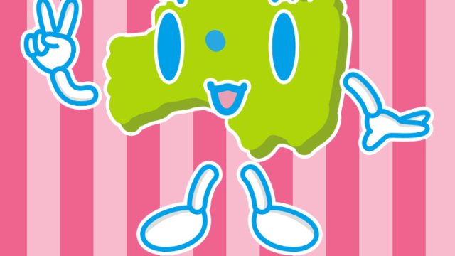 ピースをする福島ちゃんのイラスト【色、背景あり】PNG