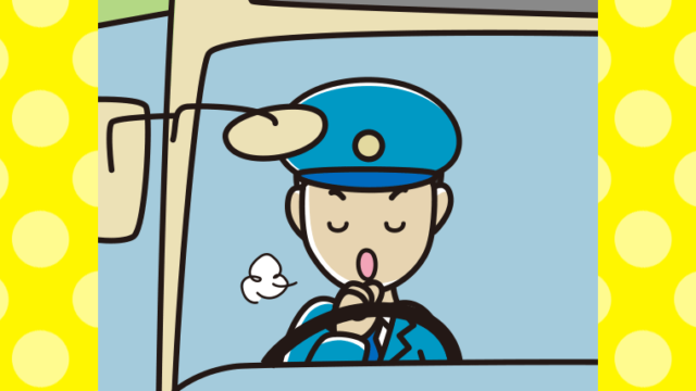 咳払いする路線バス男性運転手のイラスト【色、背景あり】PNG